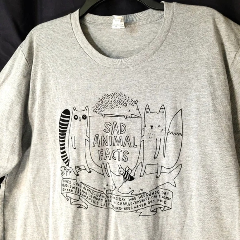 { ❤️ $5 } Sad Animal Facts Illustrated T Shirt